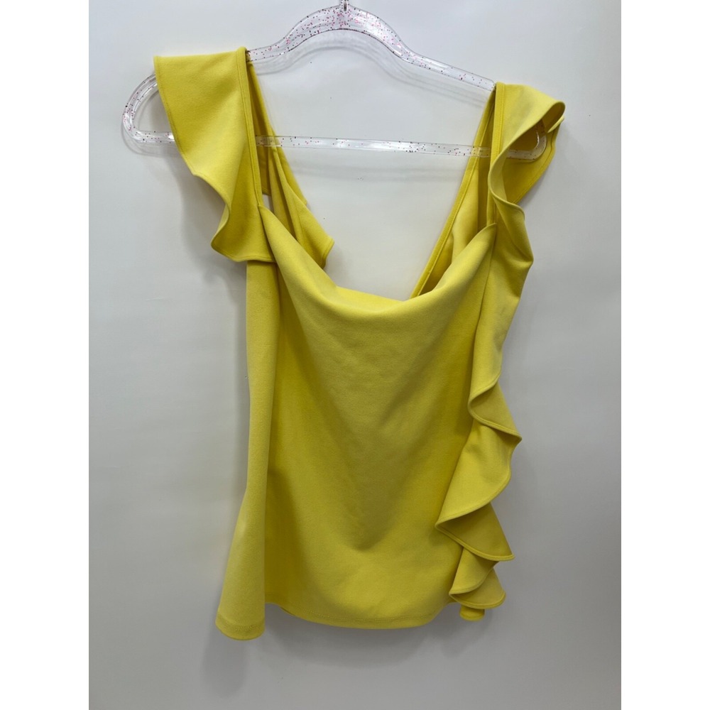 Donna‎ Morgan Yellow Tank Sleeveless Yellow Ruffles Womens Size Large